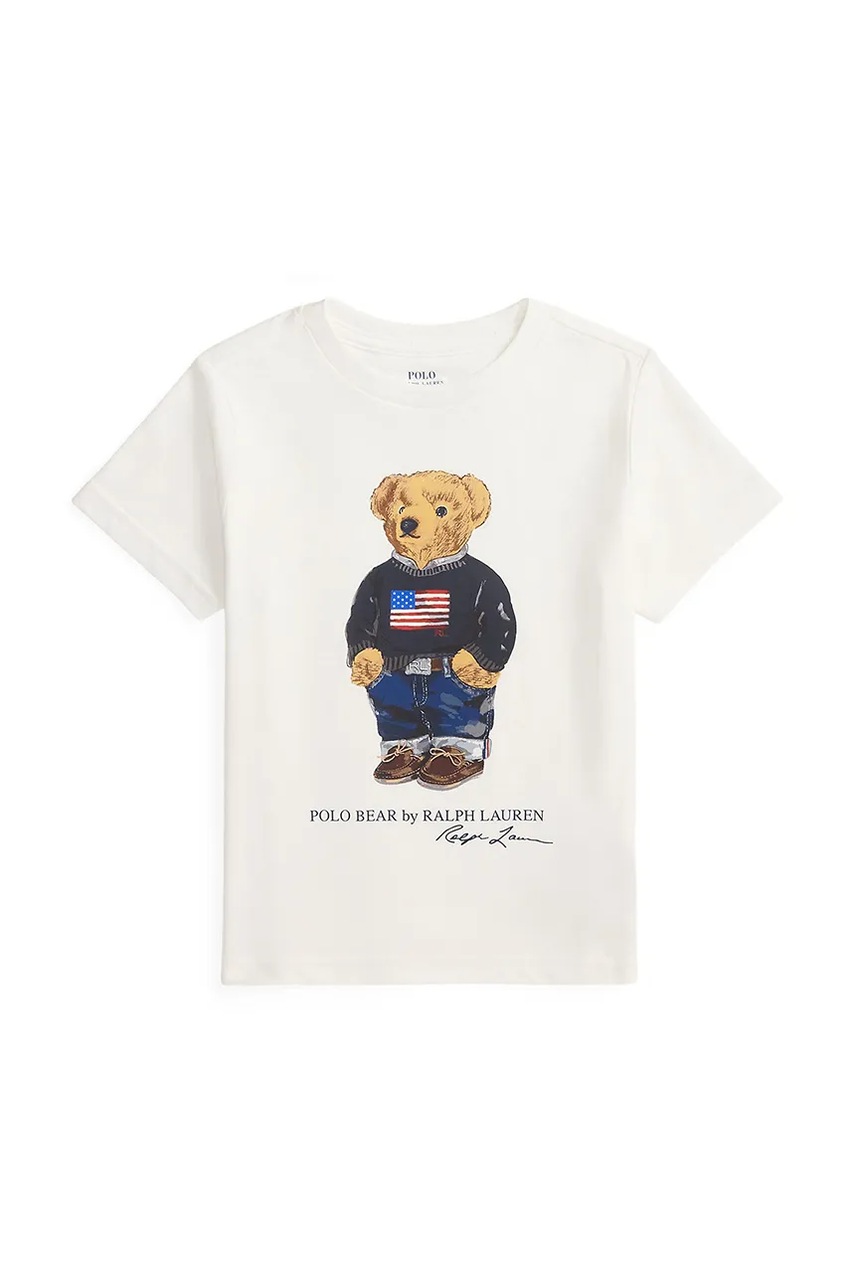 Levně Dětské bavlněné tričko Polo Ralph Lauren bílá barva, s potiskem, 322P00508001