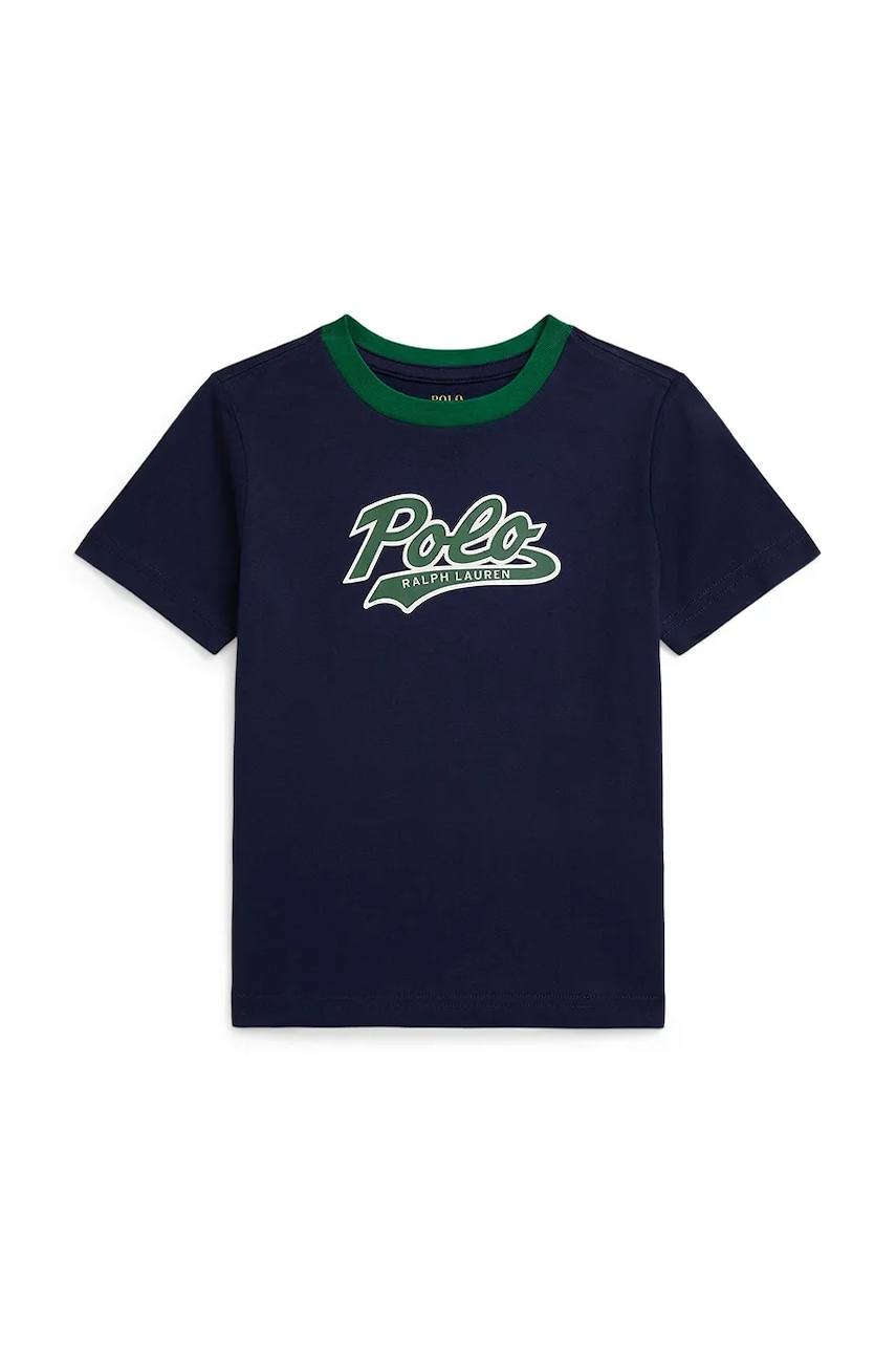 Детская хлопковая футболка Polo Ralph Lauren цвет синий с принтом 322P02588001 Детская хлопковая футболка Polo Ralph Lauren цвет синий с принтом 322P02588001