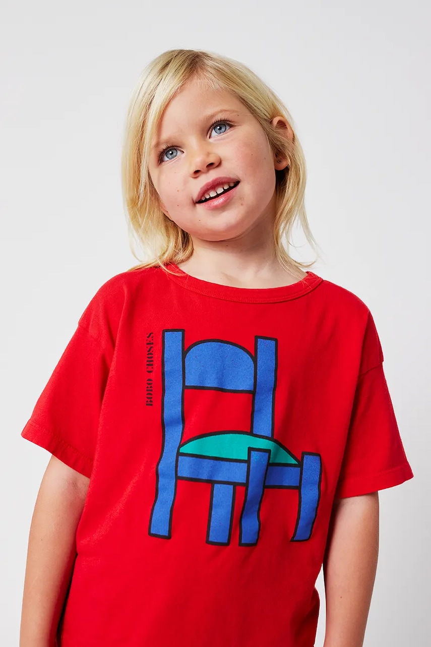 Bobo Choses tricou de bumbac pentru copii Chair culoarea roșu, cu imprimeu, 225AC005