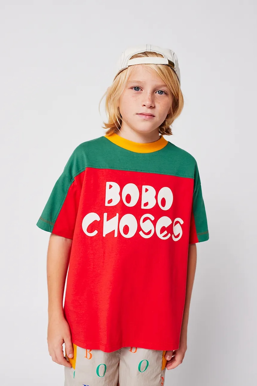 Levně Dětské bavlněné tričko Bobo Choses červená barva, s potiskem, 225AC133