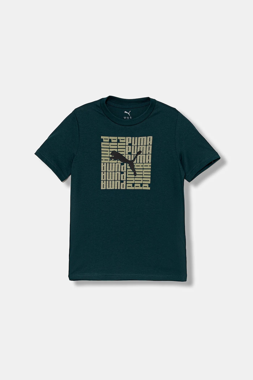 Puma tricou de bumbac pentru copii GRAPHIC Box Tee B culoarea verde, cu imprimeu, 689937