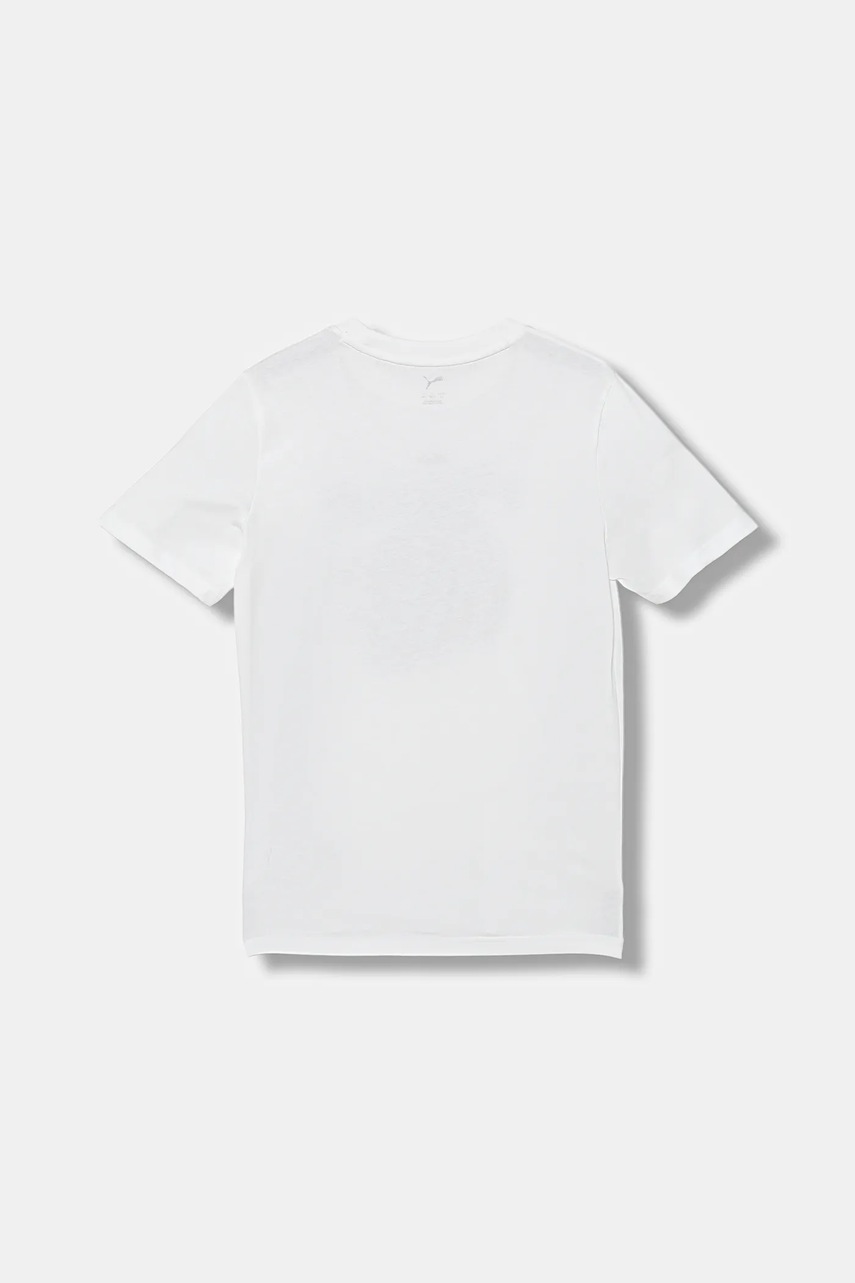 Детская хлопковая футболка Puma GRAPHIC Sneaker Tee B цвет белый с принтом 689939 Детская хлопковая футболка Puma GRAPHIC Sneaker Tee B цвет белый с принтом 689939