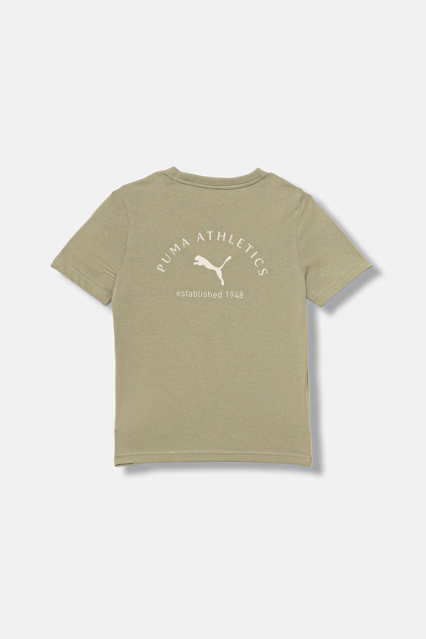 Детская хлопковая футболка Puma PUMA CLASS Graphic Tee B цвет зелёный с принтом 688850 Детская хлопковая футболка Puma PUMA CLASS Graphic Tee B цвет зелёный с принтом 688850