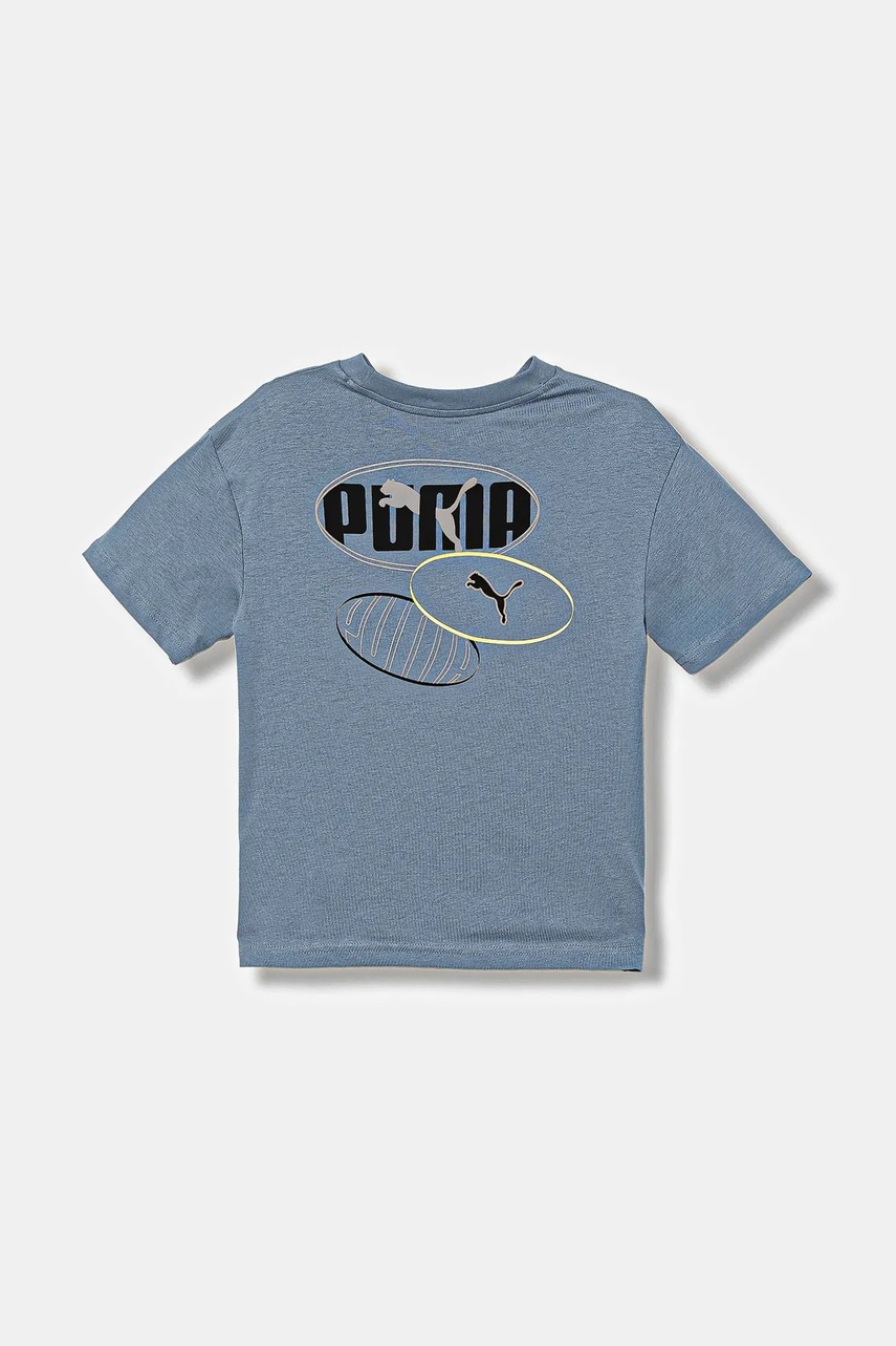 Детская хлопковая футболка Puma ESS LOGO LAB Relaxed Execution Tee B с принтом 688984 Детская хлопковая футболка Puma ESS LOGO LAB Relaxed Execution Tee B с принтом 688984