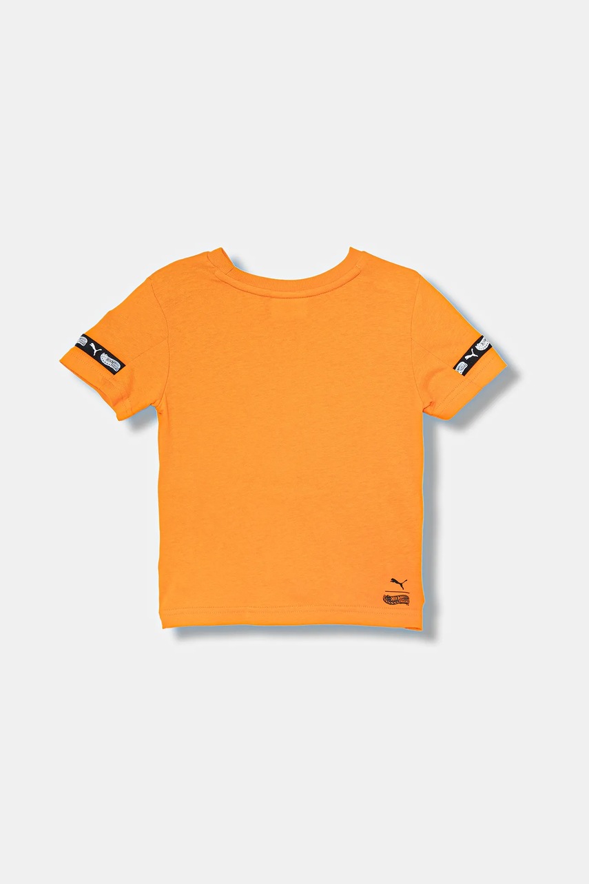 Детская хлопковая футболка Puma PUMA X HOT WHEELS Graphic Tee цвет оранжевый с принтом 632395 Детская хлопковая футболка Puma PUMA X HOT WHEELS Graphic Tee цвет оранжевый с принтом 632395