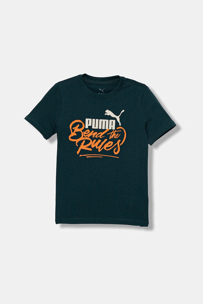 Levně Dětské bavlněné tričko Puma MID90s Graphic Tee III B zelená barva, s potiskem, 688472