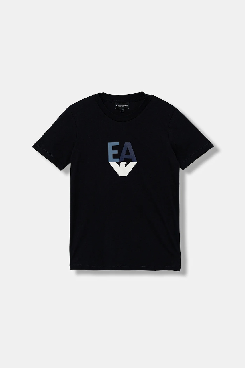 Детская хлопковая футболка Emporio Armani 3 шт цвет синий с принтом EB000832 AF14503 Детская хлопковая футболка Emporio Armani 3 шт цвет синий с принтом EB000832 AF14503