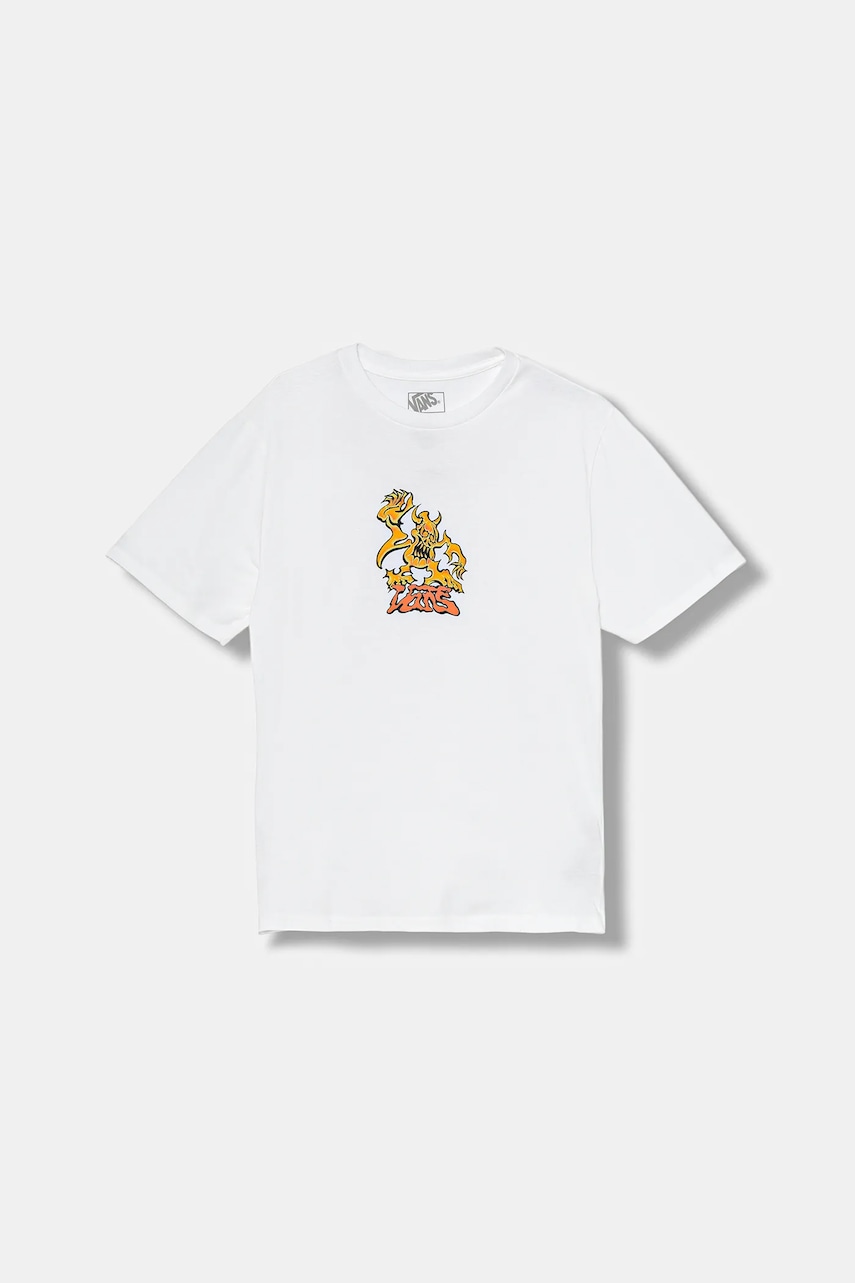 Vans tricou de bumbac pentru copii Goblin Step SS culoarea alb, cu imprimeu, VN000PY4WHT1
