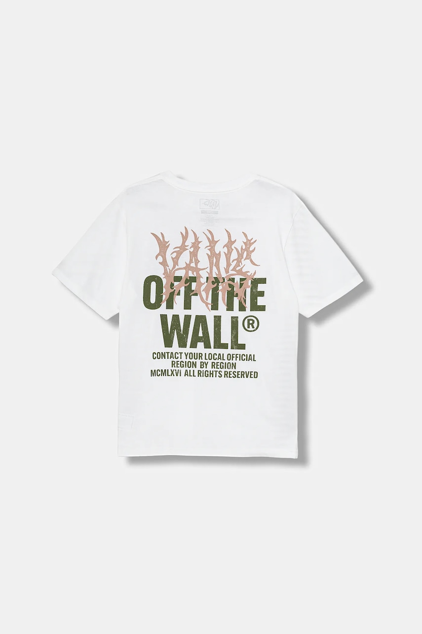 Vans tricou copii Metal Wall SS culoarea alb, cu imprimeu, VN000R03WHT1