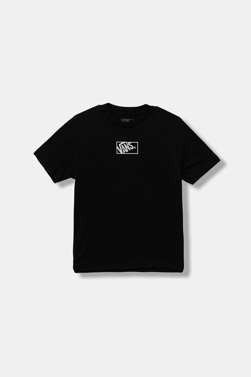 Vans tricou de bumbac pentru copii BY BLOCKED BOX SS TEE culoarea negru, uni, VN000RBCBLK1