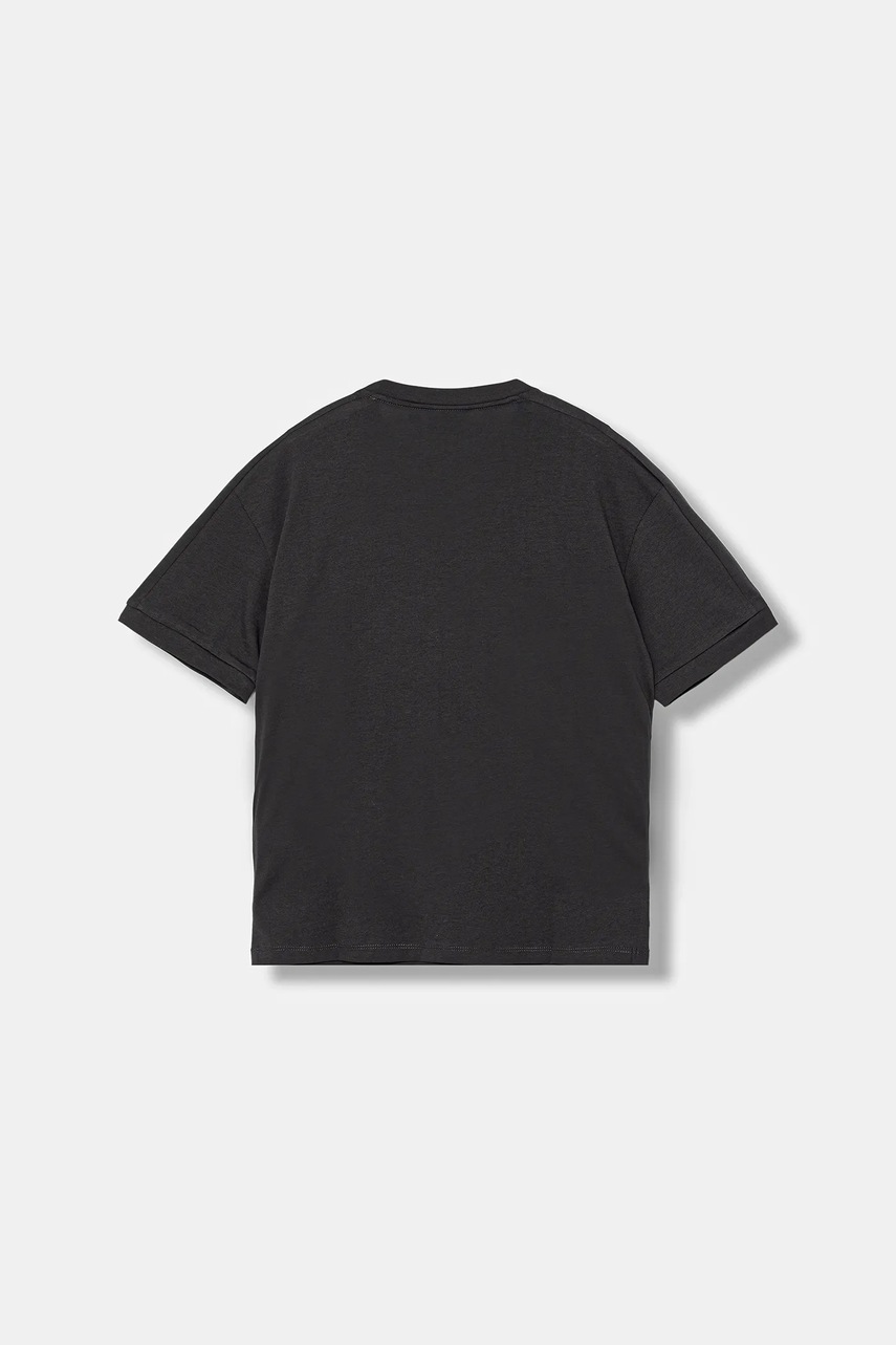 Детская хлопковая футболка EA7 Emporio Armani цвет серый с аппликацией 7B000190 AF10375 Детская хлопковая футболка EA7 Emporio Armani цвет серый с аппликацией 7B000190 AF10375