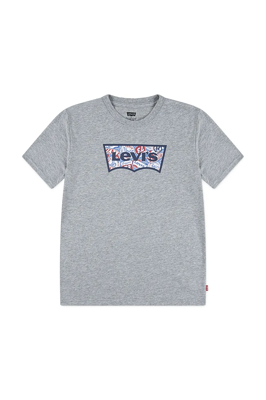 Levi\'s tricou copii ON THE ROAD BATWING TEE culoarea gri, cu imprimeu, 8EN945