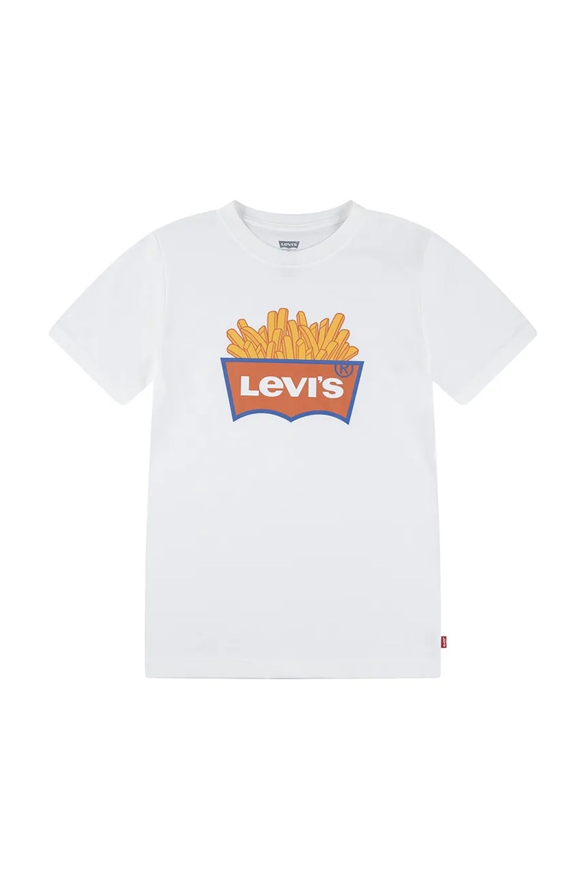 Levi\'s tricou copii FRENCH FRY TEE culoarea alb, cu imprimeu, 9EN623