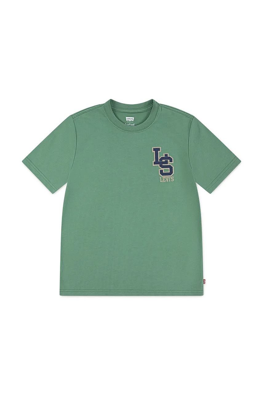 Levně Dětské tričko Levi's STREAMLINE MONOGRAM TEE zelená barva, s aplikací, 9EP035