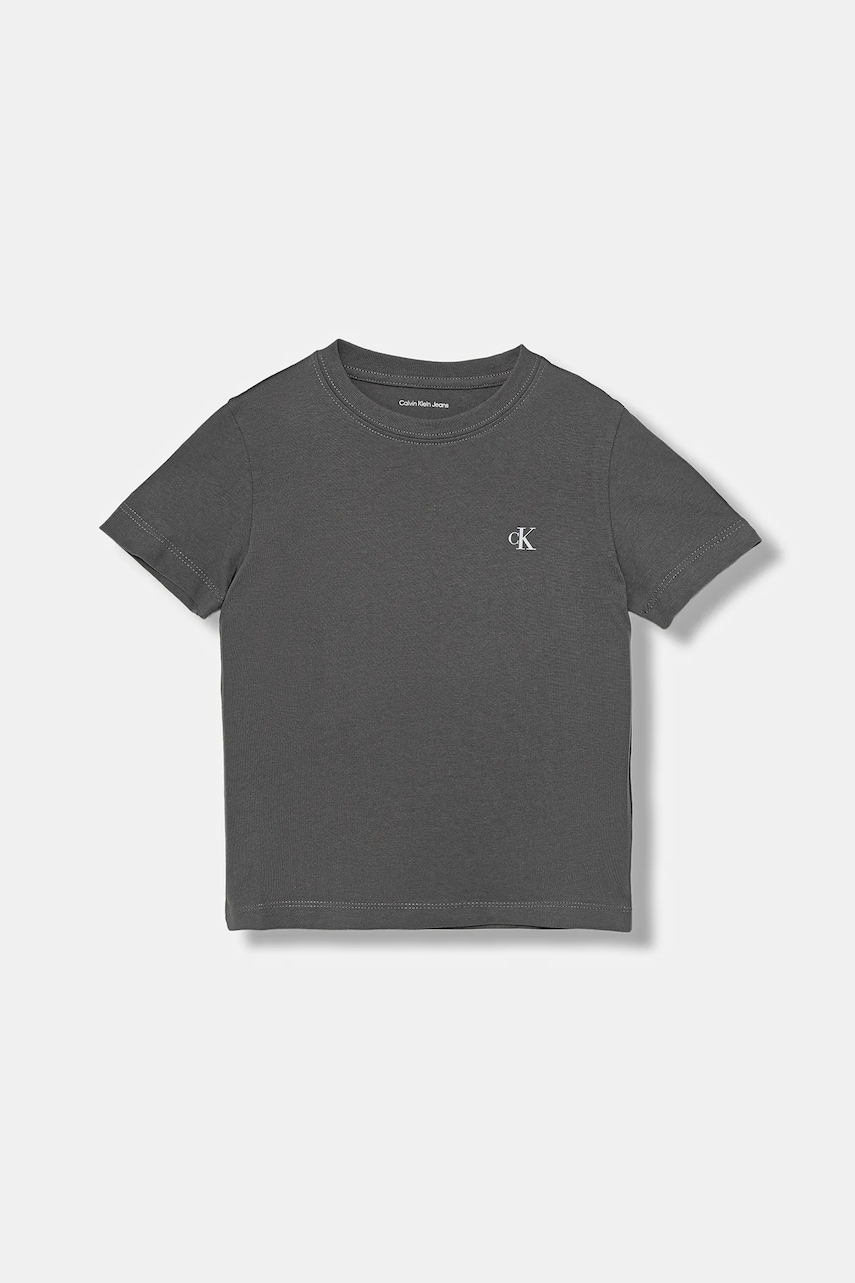Детская хлопковая футболка Calvin Klein Jeans 2 шт цвет серый однотонная IB0IB01093 Детская хлопковая футболка Calvin Klein Jeans 2 шт цвет серый однотонная IB0IB01093
