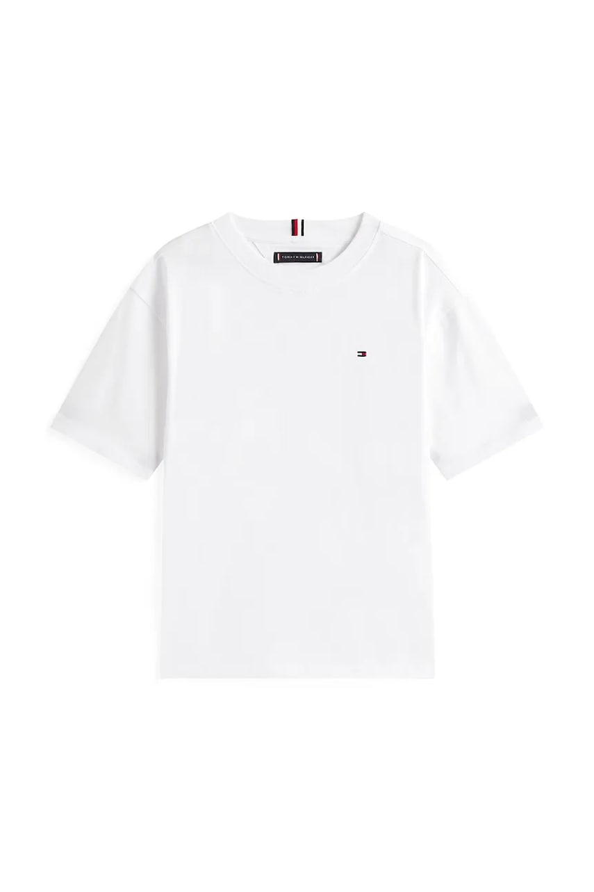 Детская хлопковая футболка Tommy Hilfiger цвет белый однотонная KB0KB09646 Детская хлопковая футболка Tommy Hilfiger цвет белый однотонная KB0KB09646
