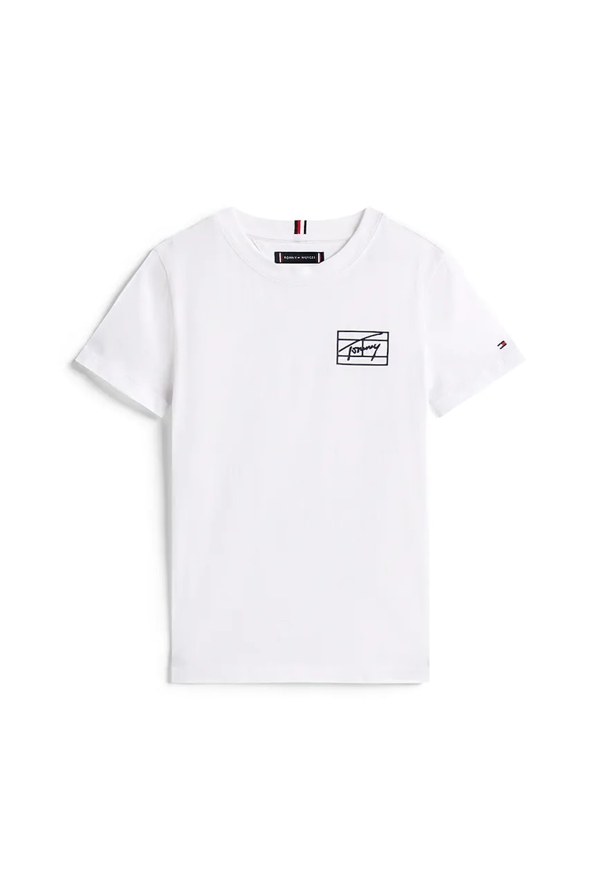Детская хлопковая футболка Tommy Hilfiger цвет белый с принтом KB0KB09932 Детская хлопковая футболка Tommy Hilfiger цвет белый с принтом KB0KB09932