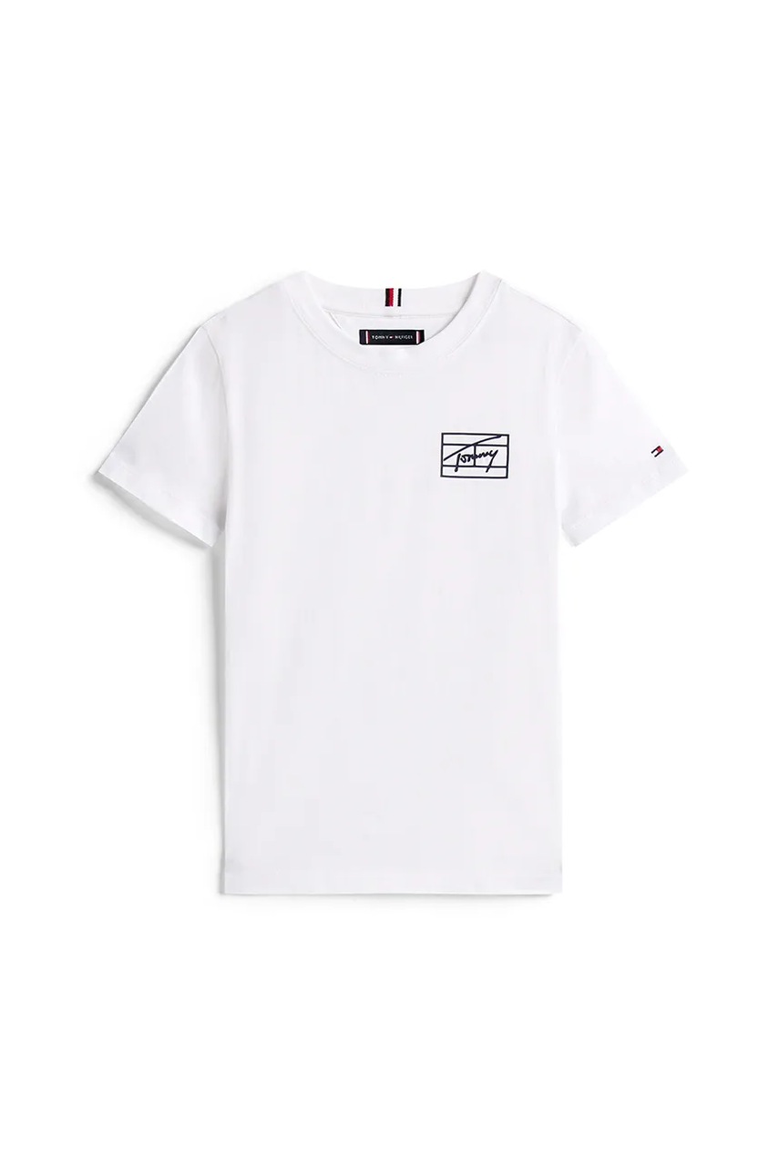 Детская хлопковая футболка Tommy Hilfiger цвет белый с принтом KB0KB09932 Детская хлопковая футболка Tommy Hilfiger цвет белый с принтом KB0KB09932
