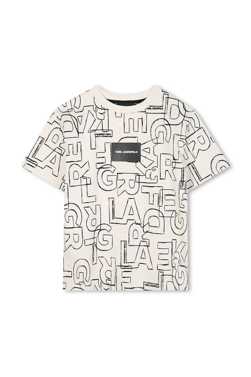 Karl Lagerfeld tricou de bumbac pentru copii culoarea alb, cu model, Z30960