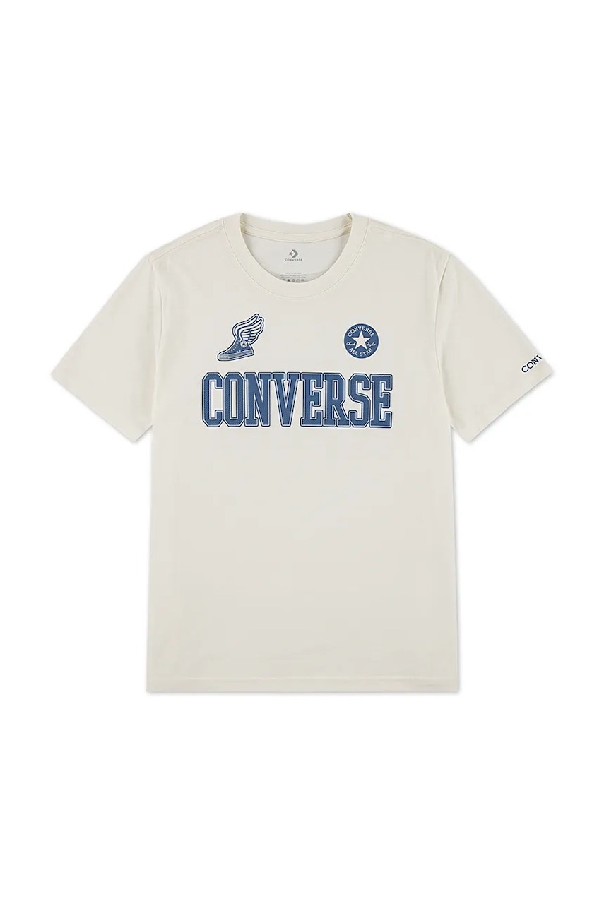 Levně Dětské tričko Converse béžová barva, s potiskem, 9CH470