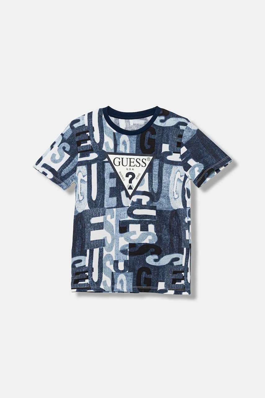 Levně Dětské bavlněné tričko Guess modrá barva, L5BI05 I3Z14