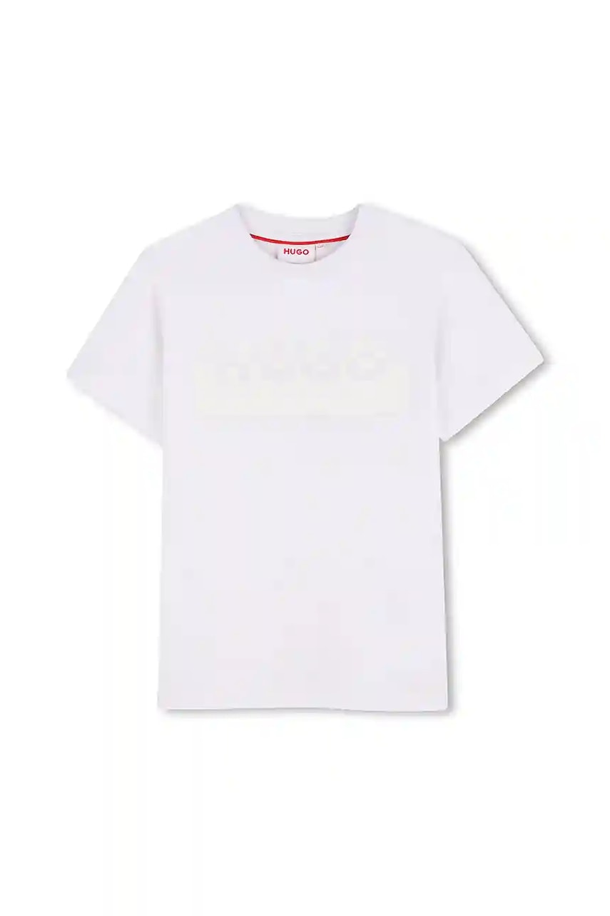 HUGO tricou de bumbac pentru copii culoarea alb, cu imprimeu, G00433
