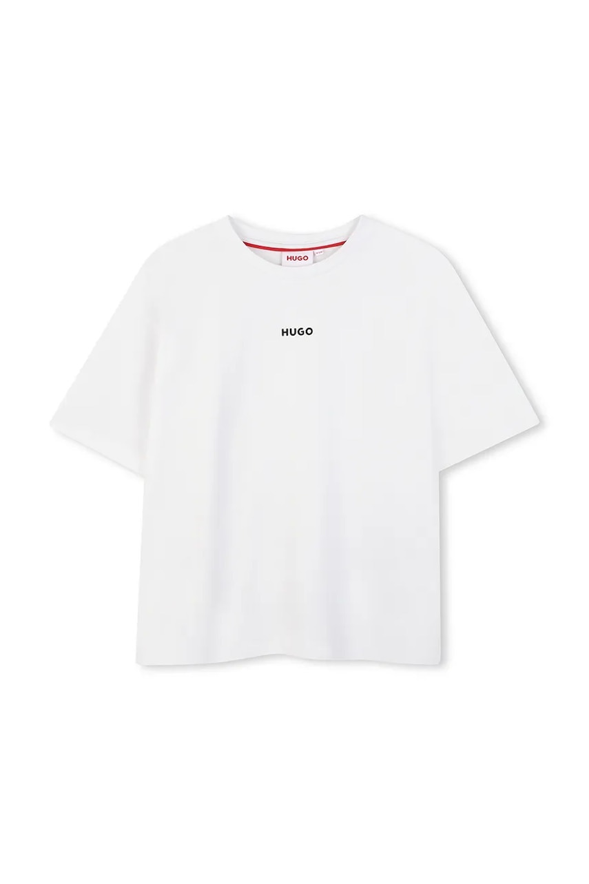 HUGO tricou de bumbac pentru copii culoarea alb, cu imprimeu, G00434