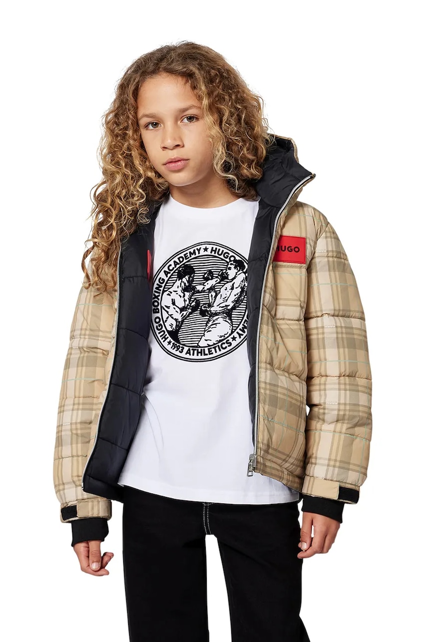 HUGO tricou de bumbac pentru copii culoarea alb, cu imprimeu, G00439