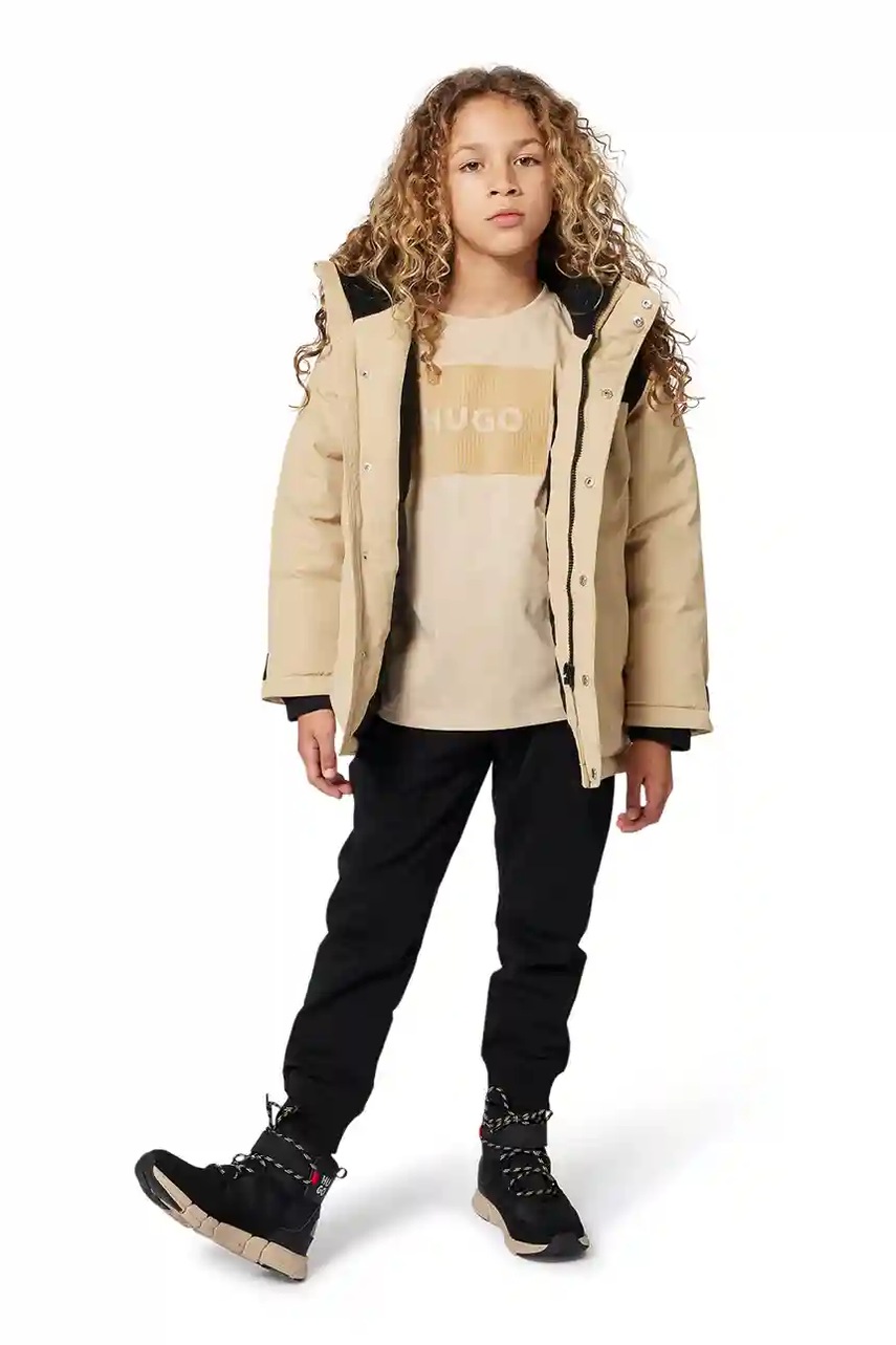 HUGO tricou de bumbac pentru copii culoarea bej, G00440