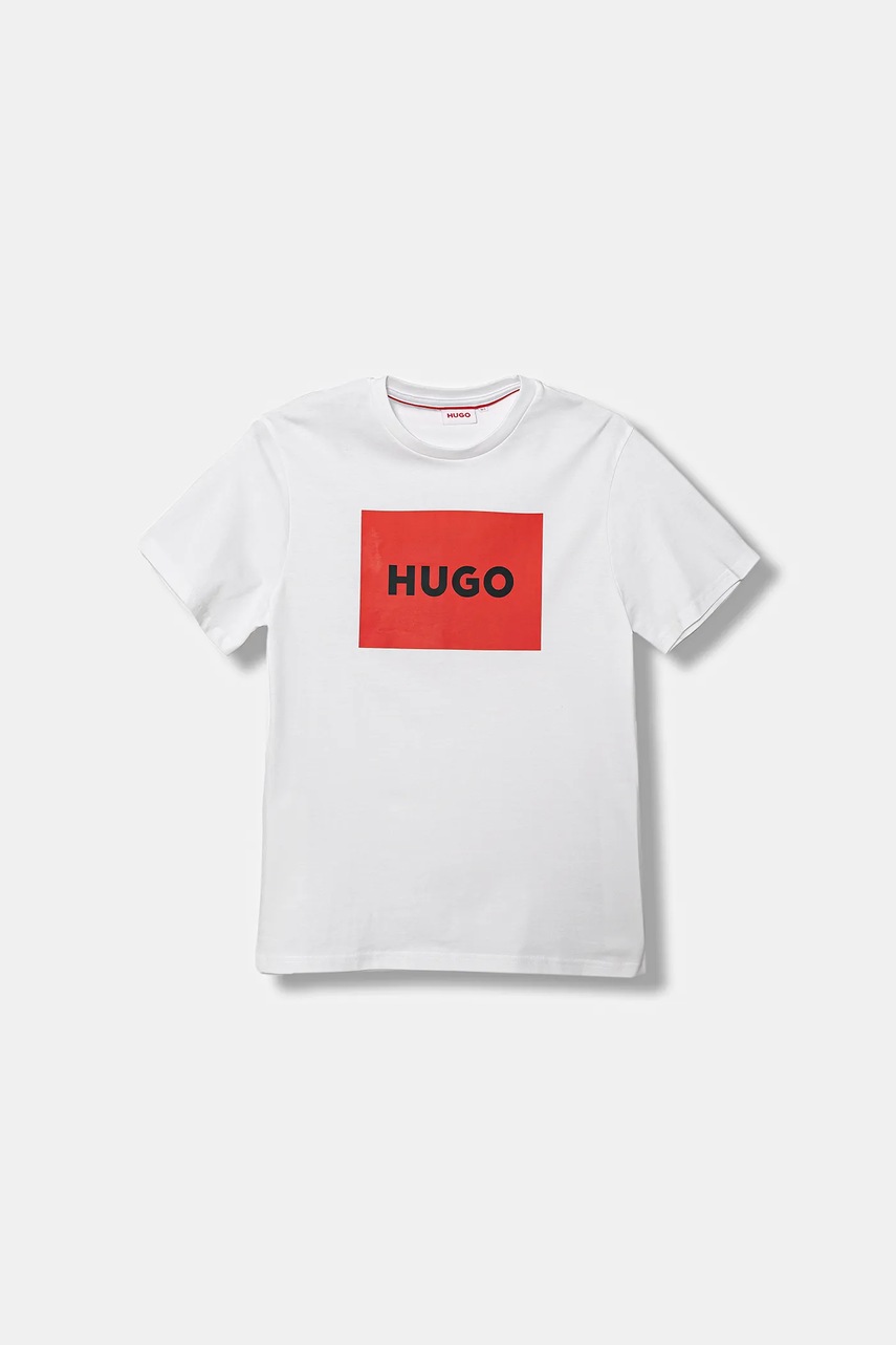 HUGO tricou de bumbac pentru copii culoarea alb, cu imprimeu, G00572