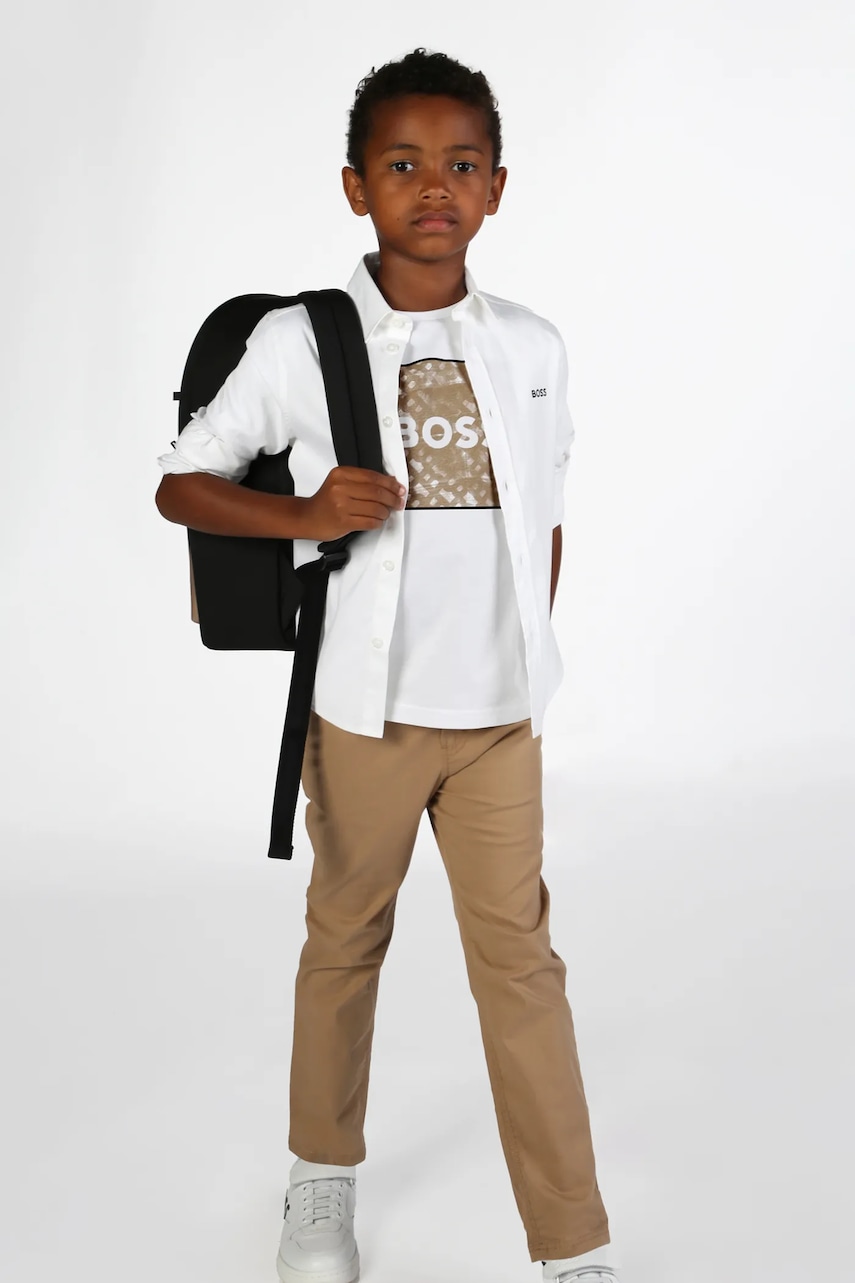 BOSS tricou de bumbac pentru copii culoarea alb, cu imprimeu, J52370