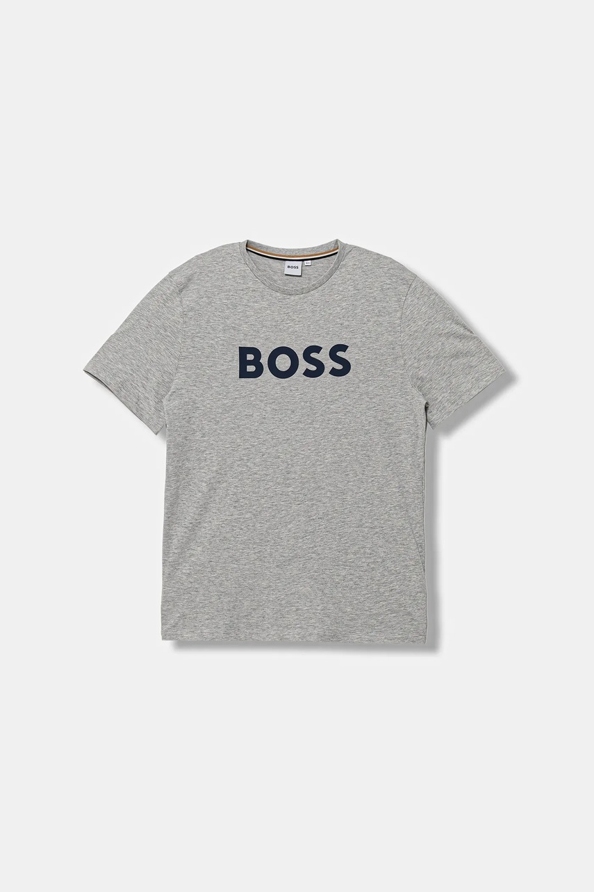 BOSS tricou de bumbac pentru copii culoarea gri, cu imprimeu, J52711