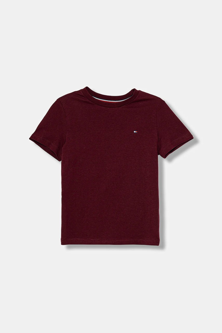 Детская хлопковая футболка Tommy Hilfiger цвет красный однотонная UB0UB00310 Детская хлопковая футболка Tommy Hilfiger цвет красный однотонная UB0UB00310