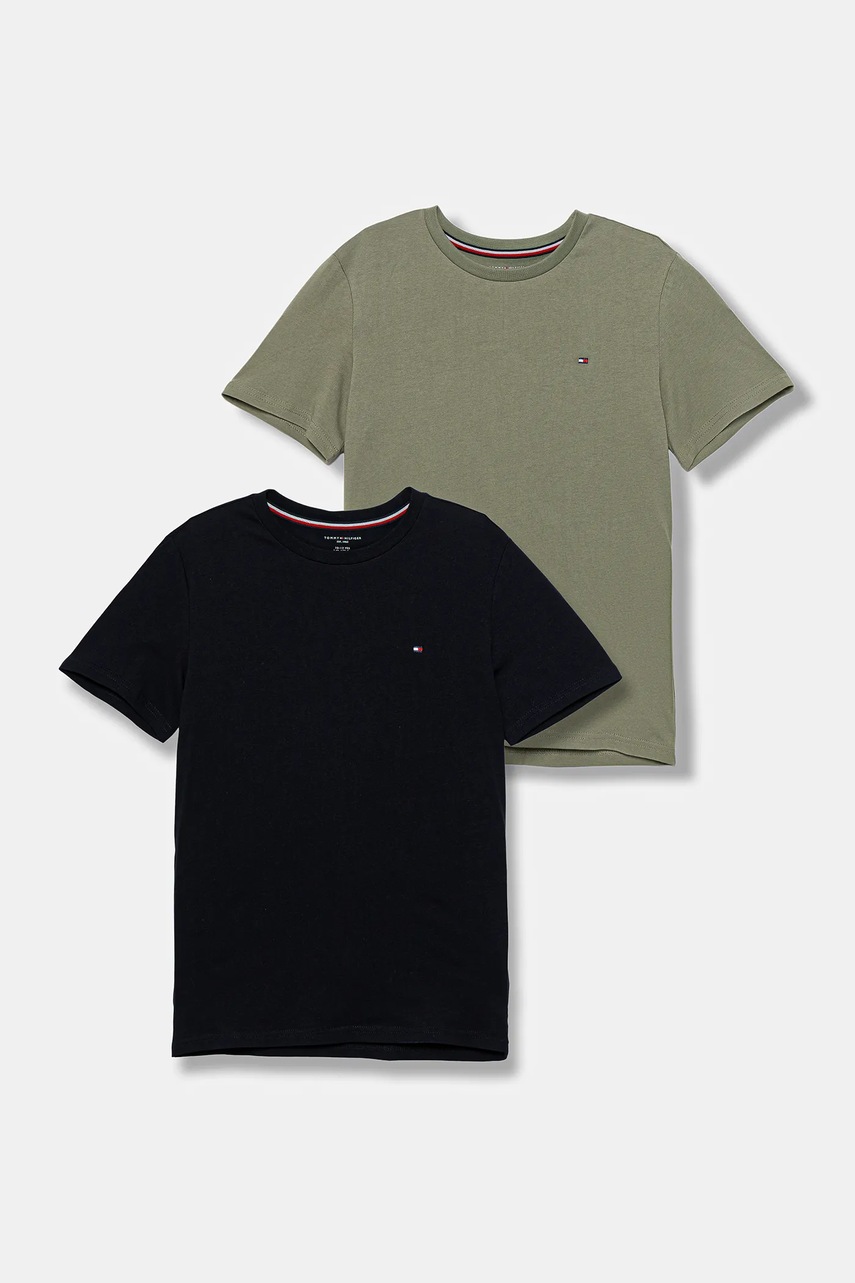 Levně Dětské bavlněné tričko Tommy Hilfiger zelená barva, UB0UB00310