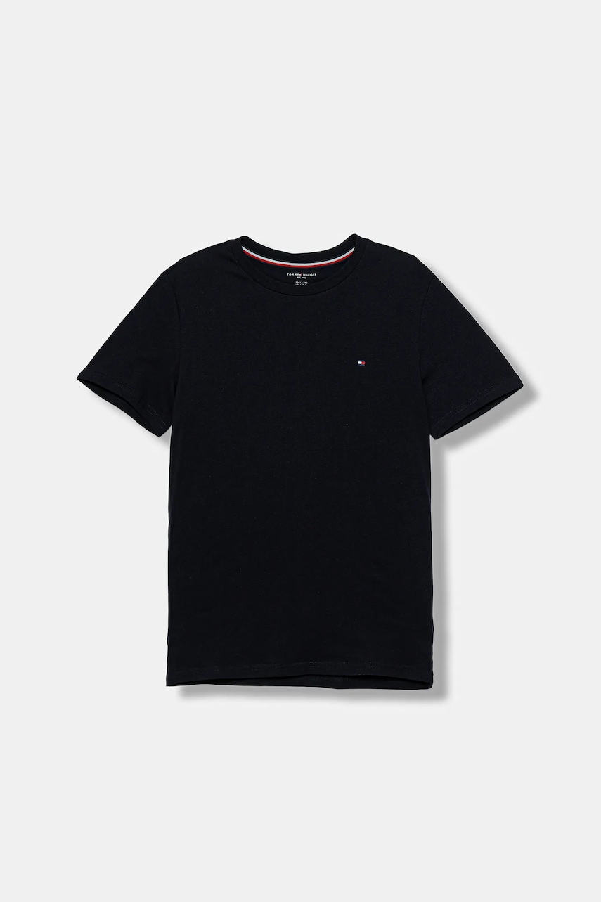 Детская хлопковая футболка Tommy Hilfiger цвет зелёный однотонная UB0UB00310 Детская хлопковая футболка Tommy Hilfiger цвет зелёный однотонная UB0UB00310