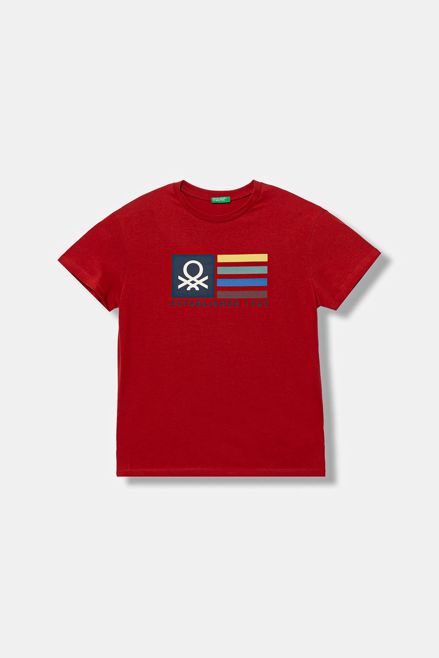 United Colors of Benetton tricou de bumbac pentru copii culoarea rosu, cu imprimeu, 3I1XC10Q4