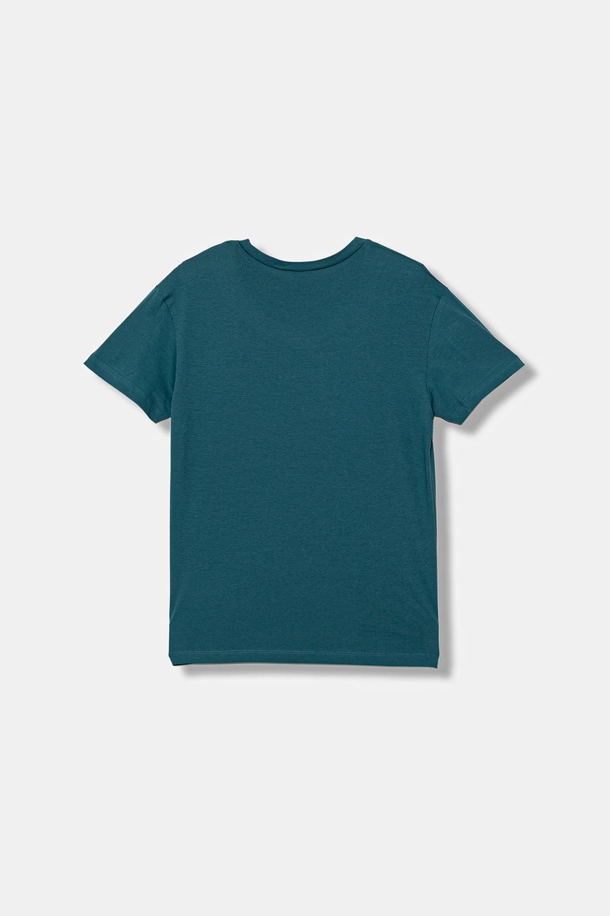 Детская хлопковая футболка United Colors of Benetton цвет бирюзовый с принтом 3I1XC10Q4 Детская хлопковая футболка United Colors of Benetton цвет бирюзовый с принтом 3I1XC10Q4