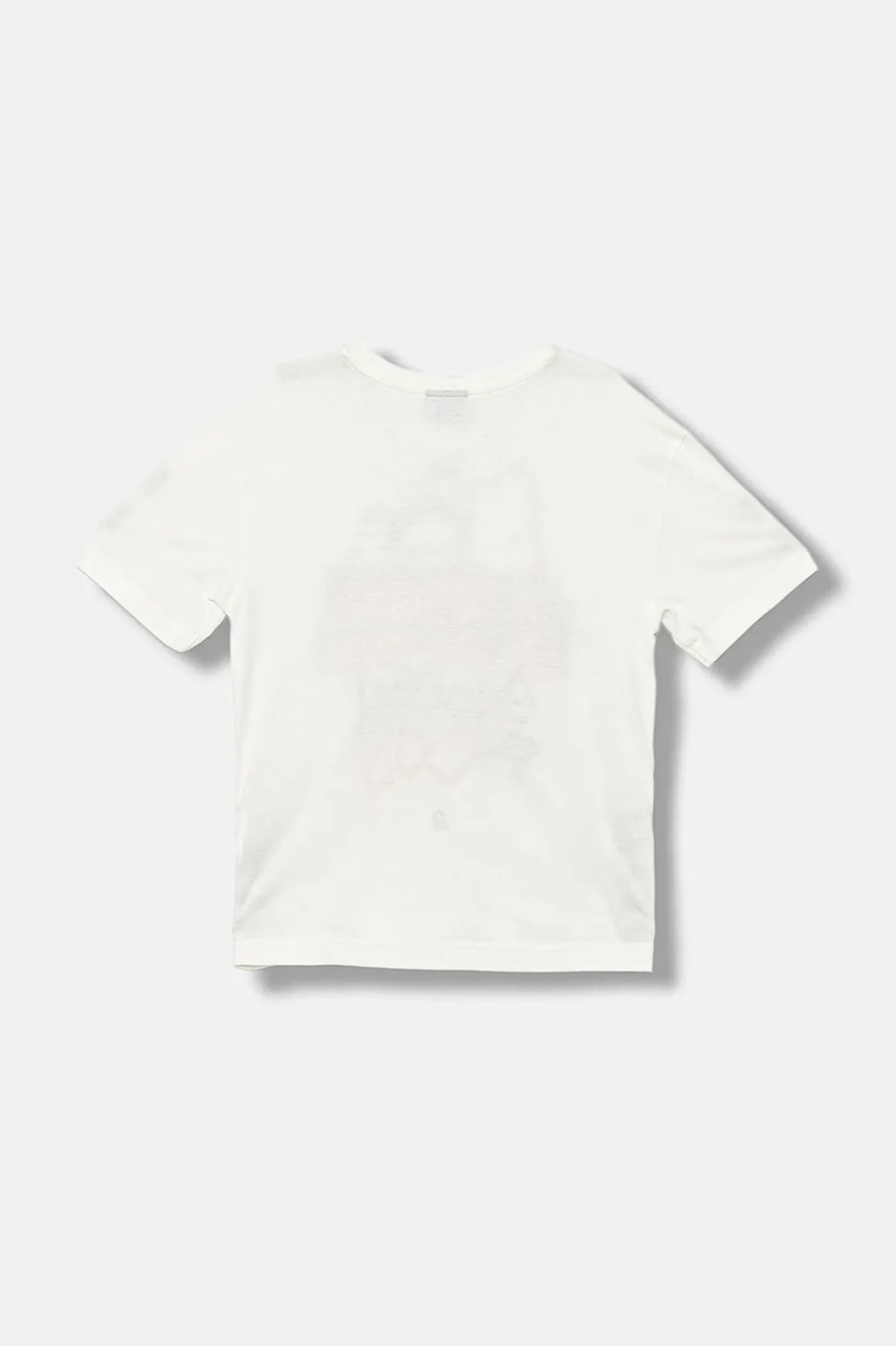 Детская хлопковая футболка United Colors of Benetton цвет белый с принтом 3X1SC10PN Детская хлопковая футболка United Colors of Benetton цвет белый с принтом 3X1SC10PN