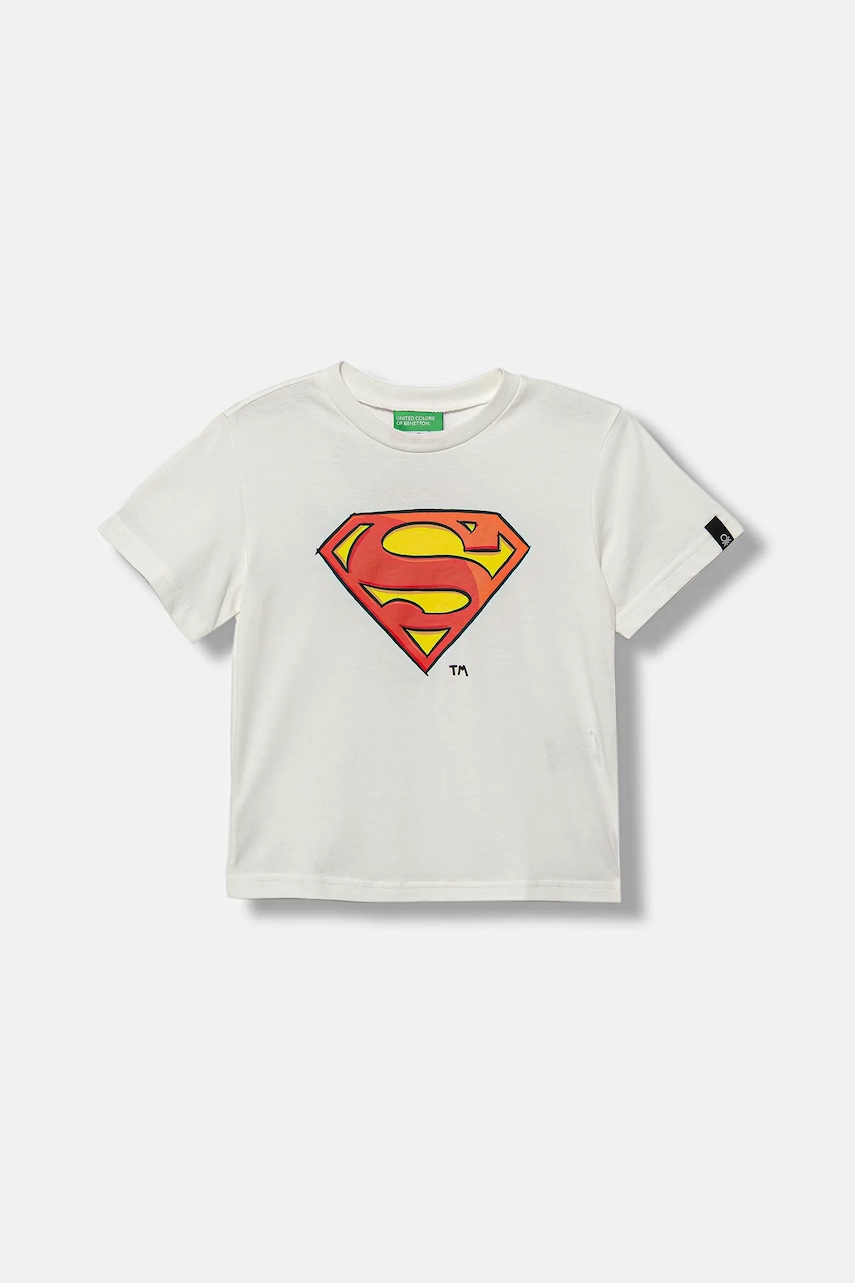 United Colors of Benetton tricou de bumbac pentru copii culoarea alb, cu imprimeu, 3JERG10JX