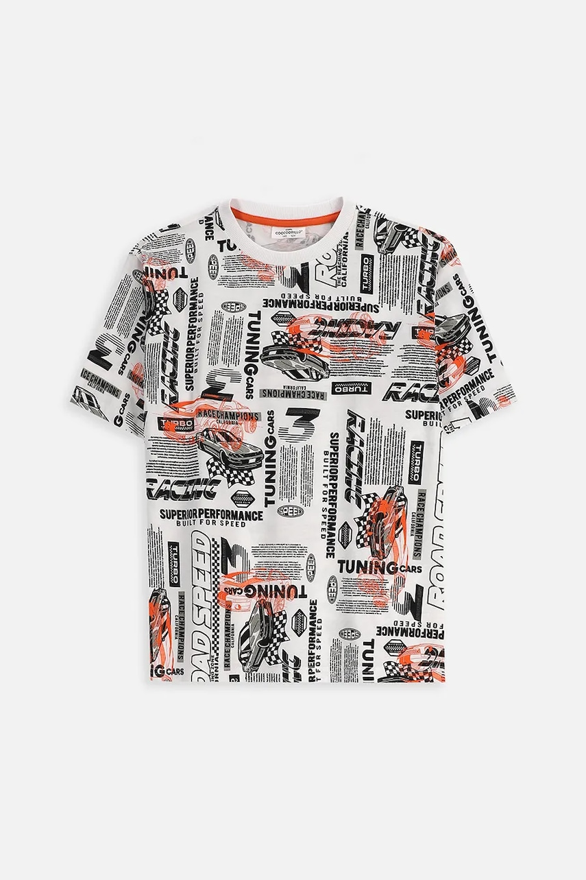 Levně Dětské bavlněné tričko Coccodrillo bílá barva, EVERYDAY BOY A