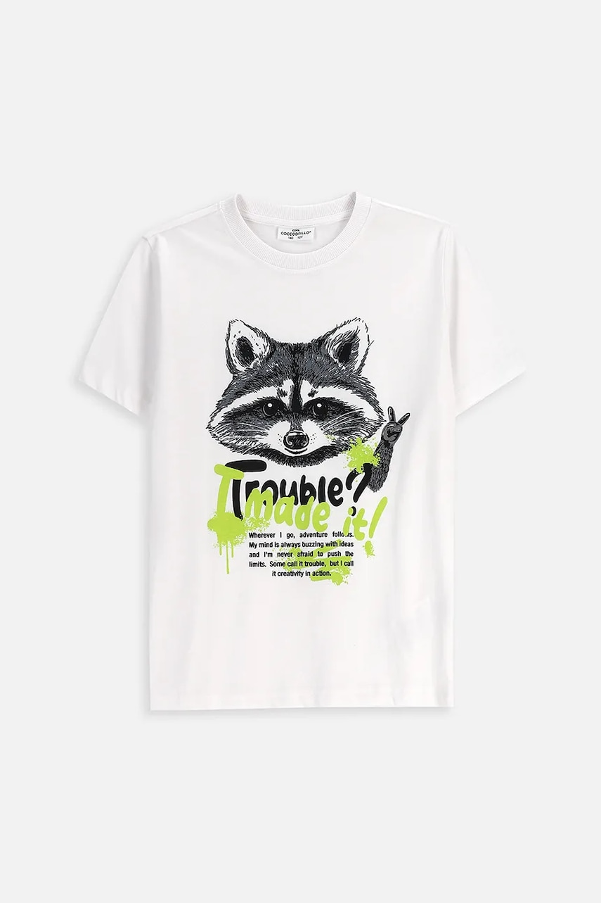 Coccodrillo tricou de bumbac pentru copii culoarea alb, cu imprimeu, EVERYDAY BOY A