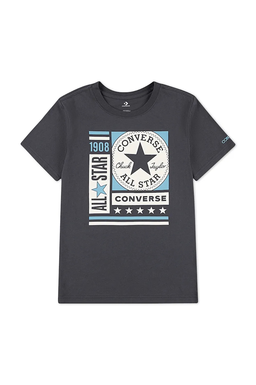 Converse tricou pentru copii cu adaos de bumbac culoarea gri, cu imprimeu, 9CH870