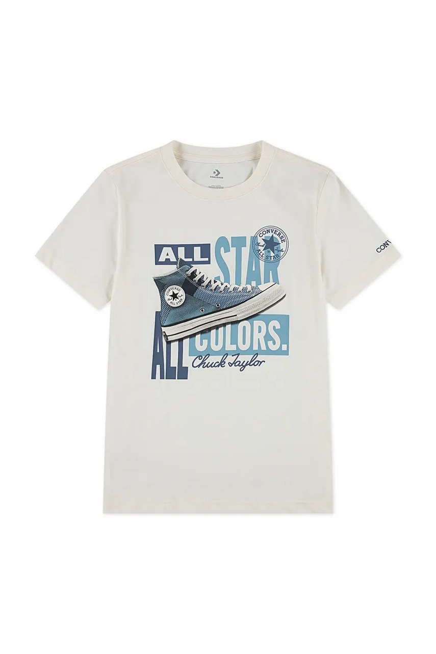 Converse tricou pentru copii cu adaos de bumbac culoarea bej, cu imprimeu, 9CH871