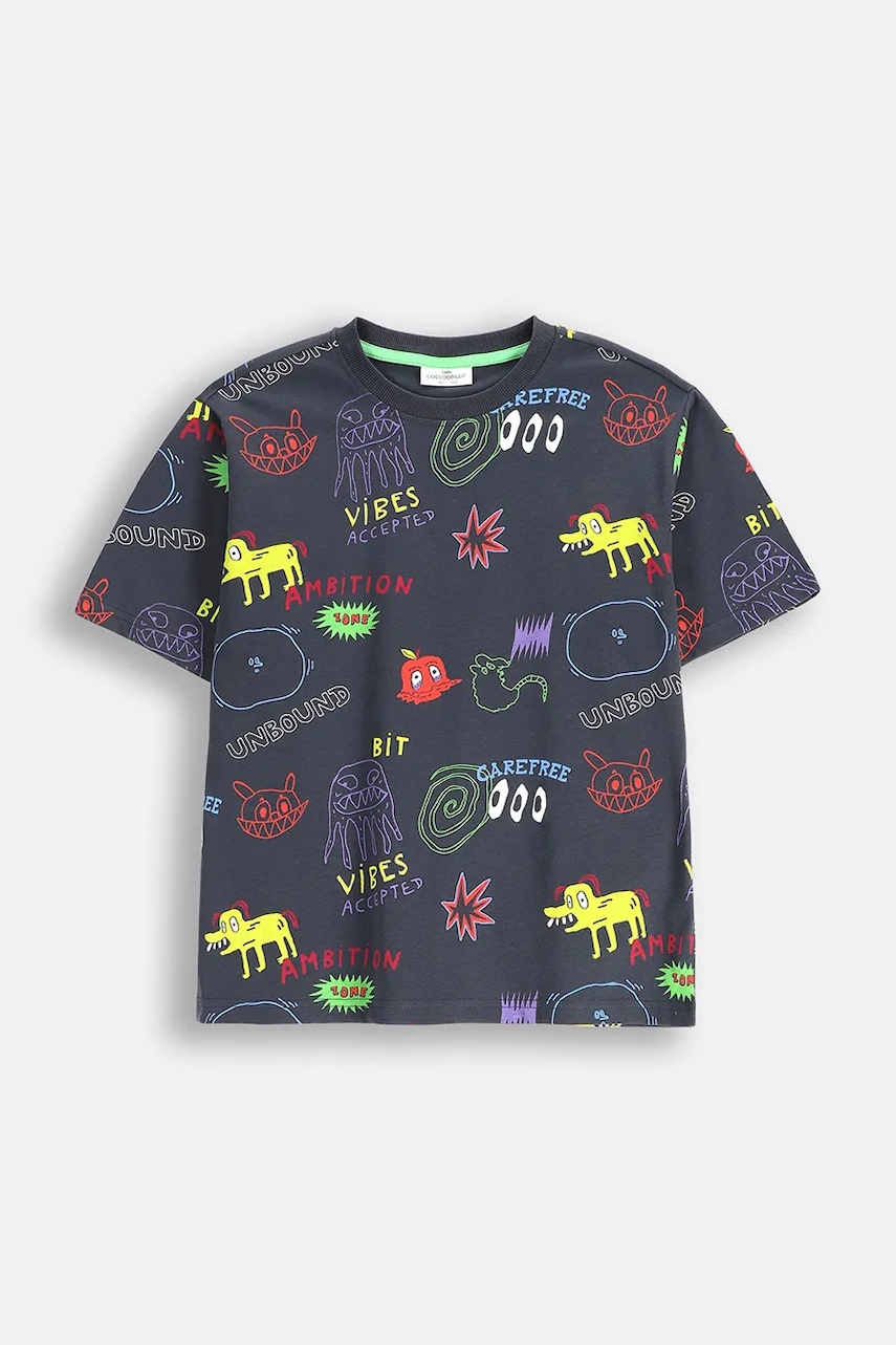 Coccodrillo tricou de bumbac pentru copii culoarea negru, cu imprimeu, EVERYDAY BOY A