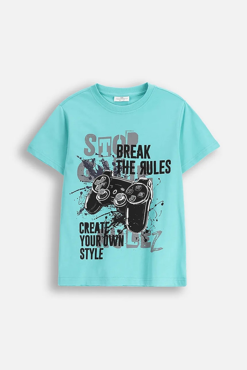 Dětské bavlněné tričko Coccodrillo modrá barva, s potiskem, EVERYDAY BOY A