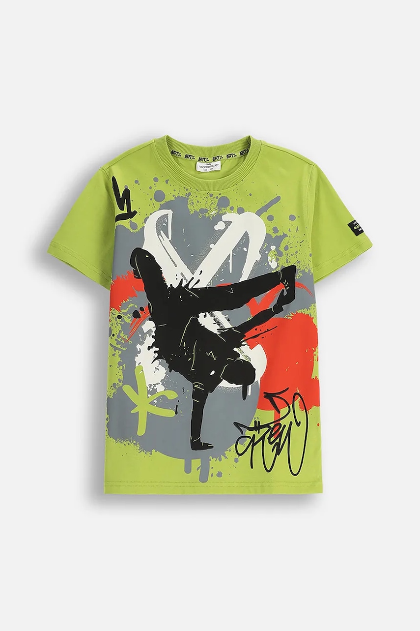 Coccodrillo tricou de bumbac pentru copii culoarea verde, cu imprimeu, SPORTS BOY JUNIOR