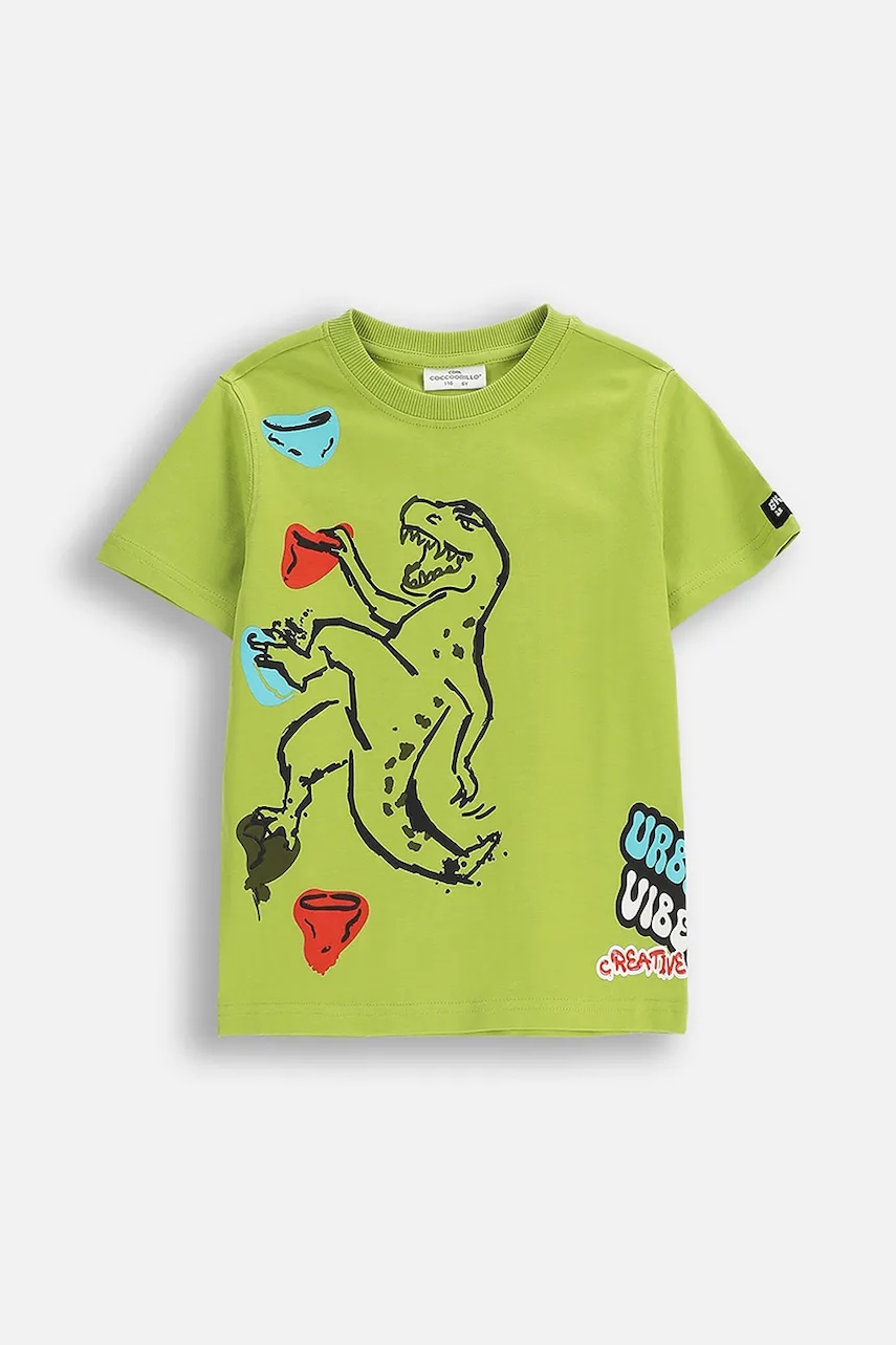 Coccodrillo tricou de bumbac pentru copii culoarea verde, cu imprimeu, SPORTS BOY KIDS