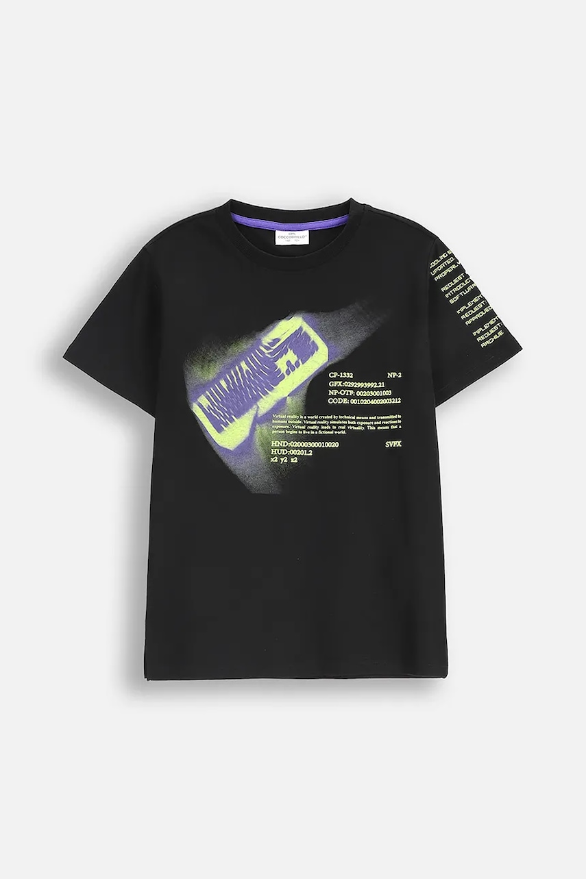 Coccodrillo tricou de bumbac pentru copii culoarea negru, cu imprimeu, X-RAY VISION BOY JUNIOR