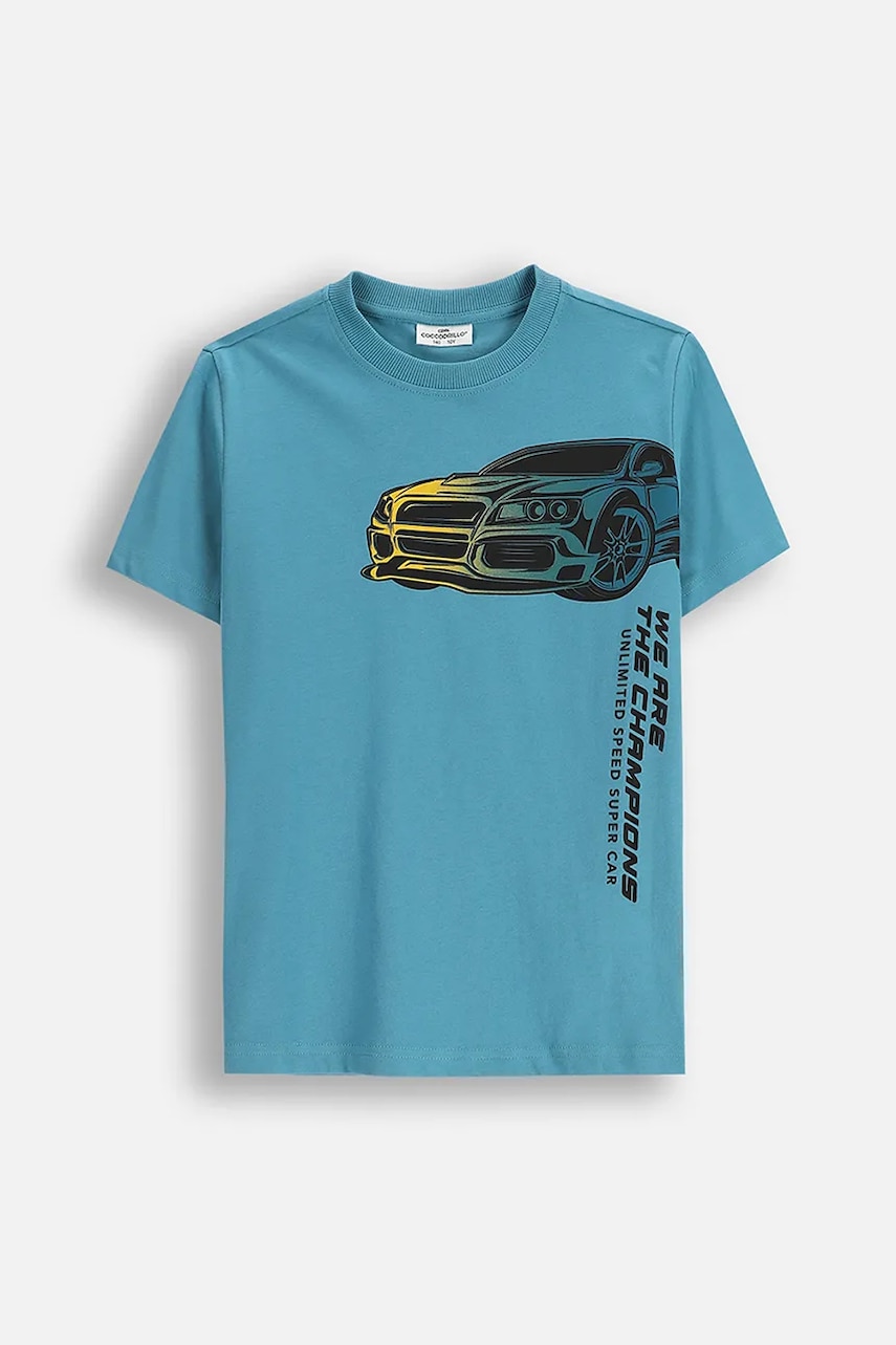 Coccodrillo tricou de bumbac pentru copii culoarea verde, cu imprimeu, CITY RACING BOY JUNIOR