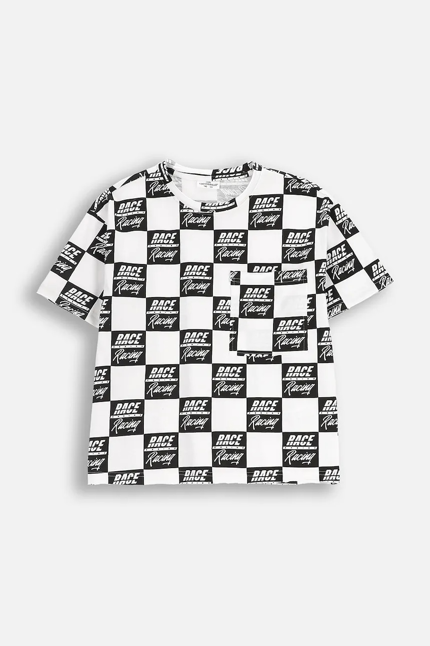 Coccodrillo tricou de bumbac pentru copii culoarea alb, cu imprimeu, CITY RACING BOY JUNIOR